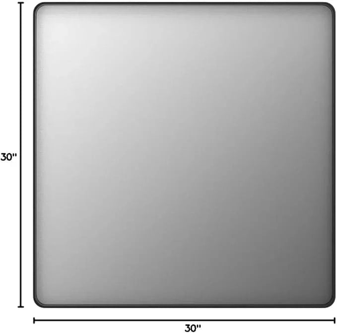 LOAAO 30x30 Inch Black Metal Framed Bathroom Mirror for Wall, Matte Black Bathroom Vanity Mirror Farmhouse, Large Rounded Rectangle Mirror, Anti-Rust, Hangs Horizontally or Vertically - ModernBath