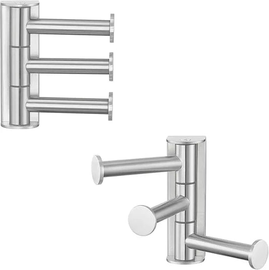 Angle Simple Swivel Towel Hook Brushed Nickel 2 Pack, SUS 304 Stainless Steel Bathroom Robe Hook for Wall - ModernBath