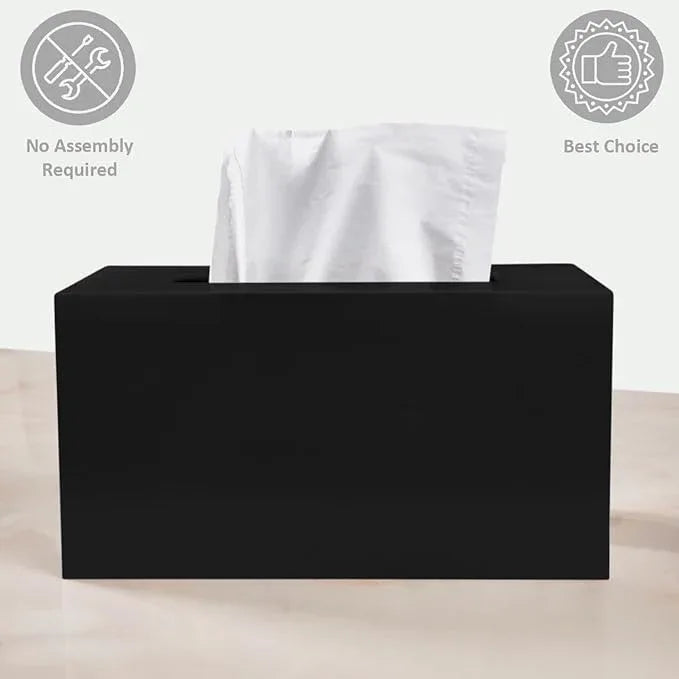 Rectangle Tissue Box Cover | Fits Tall Tissue Boxes | Black Tissue Box Holder for Bathroom | Premium Acrylic Tissue Cover - ModernBath