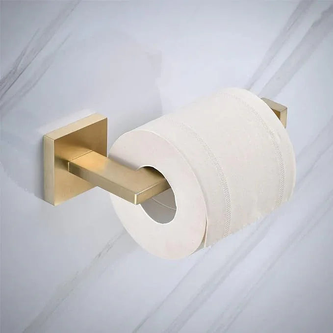 Brushed Gold Toilet Paper Holder Hand Towel Holder, SHUNLI Gold Bathroom Accessories Hardware Set 2 Pieces, Wall Mounted Towel Ring Towel Bar, SUS304 Stainless Steel - ModernBath