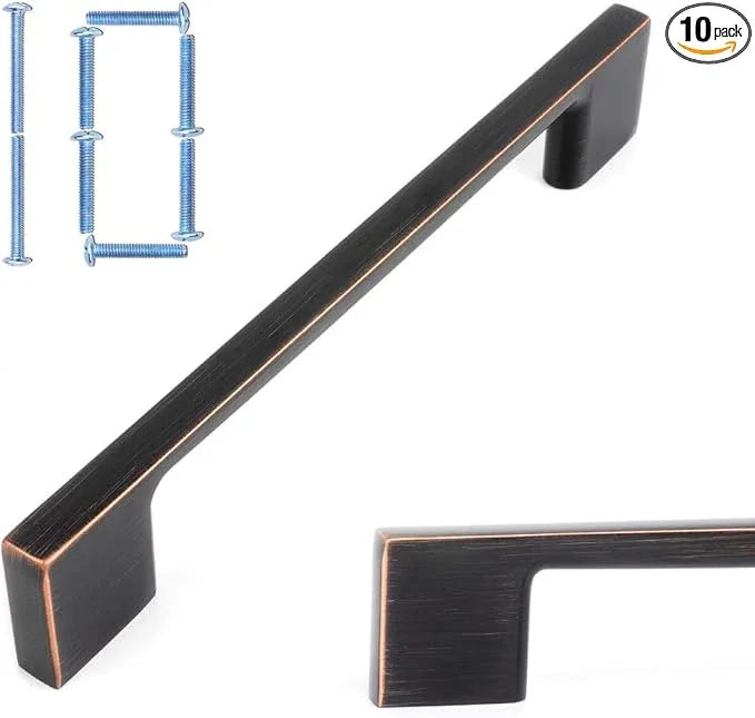 KOOFIZO 10 Pack 5 Inch Wide Foot Cabinet Bar Pulls - Oil Rubbed Bronze Modern Solid Handles for Kitchen Cupboard Door, Bedroom Dresser Drawer, Bathroom Wardrobe Hardware - ModernBath