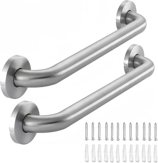 Stainless Steel Bathroom Safety Shower Grab Bar, Anti Slip Bathtubs Grab Bars,Toilet Assist Saft Handle Handrail ADA Compliant 500lbs for Handicap Elderly Senior (Brushed, 18 Inches 2 Pack)
