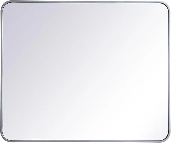 ARS Concepts Aura, Soft Corner Metal Rectangular Mirror 30X36 Inch in, Modern, Silver - ModernBath