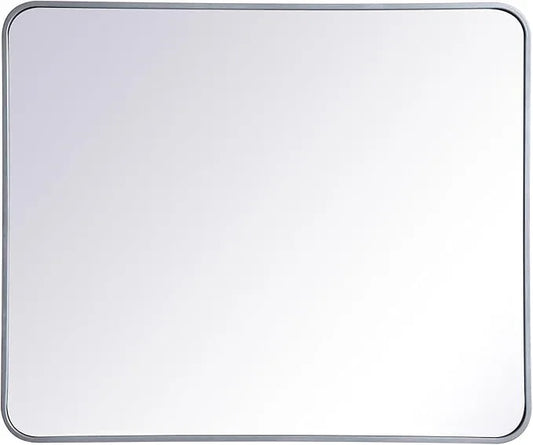 ARS Concepts Aura, Soft Corner Metal Rectangular Mirror 30X36 Inch in, Modern, Silver - ModernBath