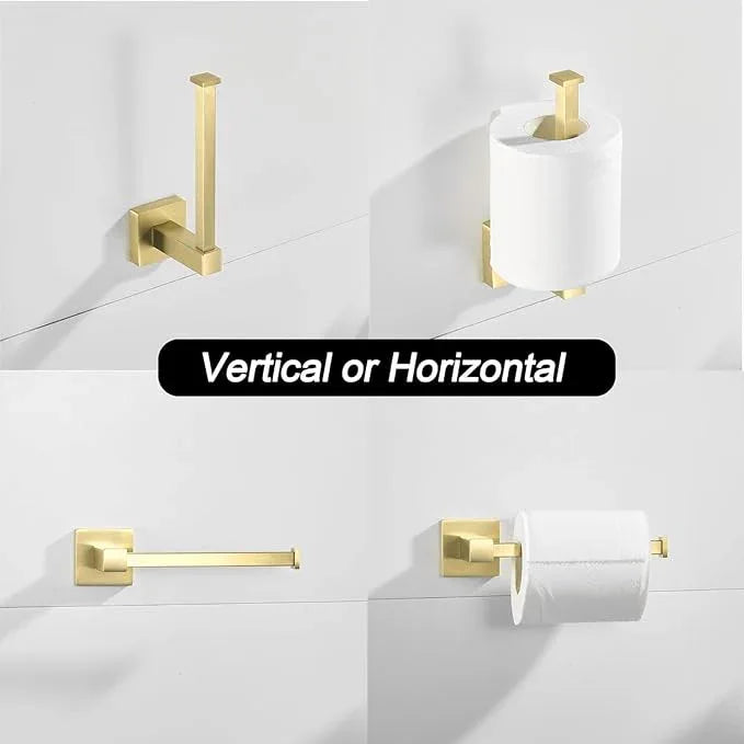 FORBATH Gold Toilet Paper Holder Towel Ring, Brushed Gold Bathroom Hardware, Hand Towel Holder Toilet Tissue Roll Holder Set, Wall Mount SUS304 Stainless Steel Bath Accessories, 2pcs - ModernBath