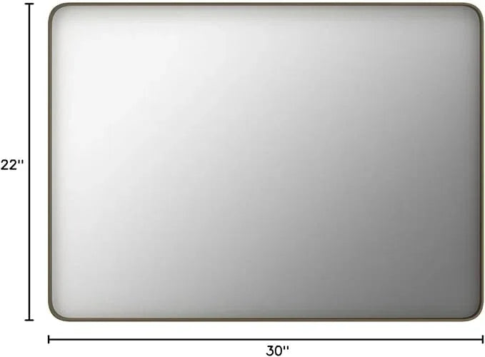 JISOSO Bronze Bathroom Mirror 22x30 Inch, Brushed Bronze Metal Frame Mirror for Wall, Rounded Rectangle Bathroom Vanity Mirror with Tempered Glass, Anti-Rust, Horizontal/Vertical - ModernBath