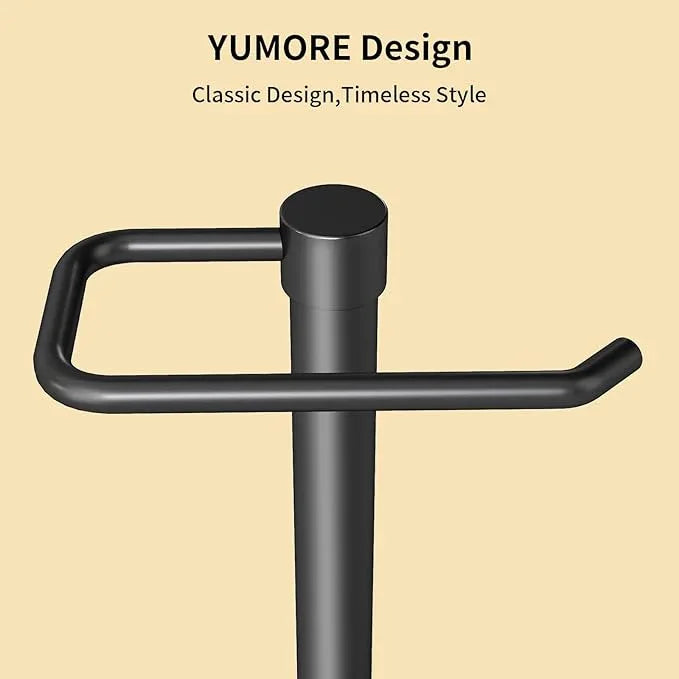 YUMORE Hand Towel Holder Stand Countertop Towel Rack Free Standing Towel Bar Hanger for Bathroom Kitchen Pro Max Matte Black - ModernBath