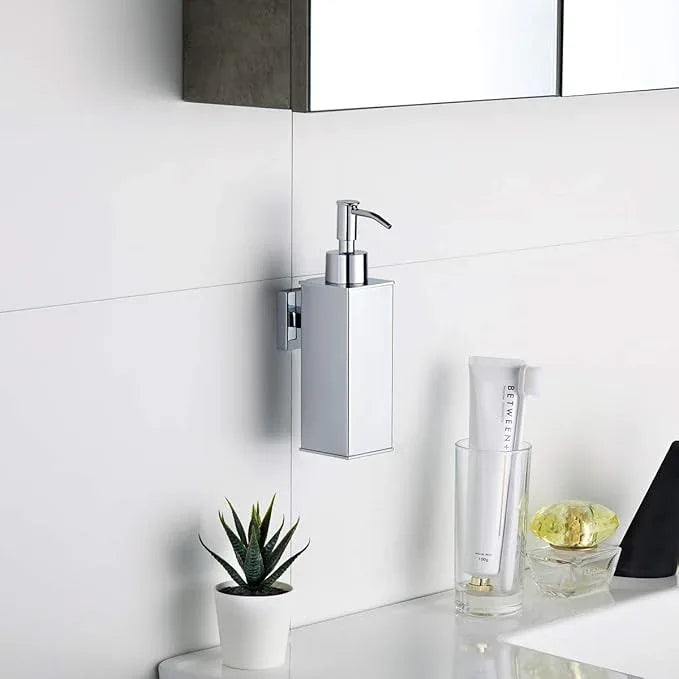 BGL Hand Soap Dispenser Stainless Steel 304 Wall Mount Chrome Soap Dispenser Holder for Bathroom (Chrome, Square) - ModernBath