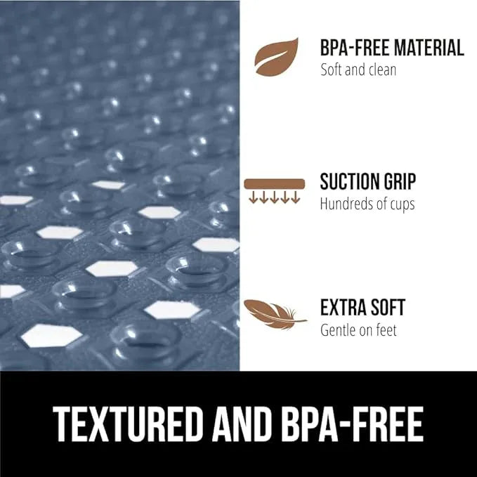 GORILLA GRIP Patented Square Shower Stall Mat, Small Bathtub Floor Mats for Stand Up Showers, Suction Cups and Drainage Holes, Machine Wash, Soft on Feet, Bathroom Accessories 21x21 Inch, Navy Blue - ModernBath