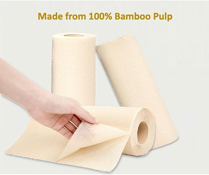 Purafide 100% Bamboo Paper Towels, Tree-Free, Chemical-Free, Lint-Free, Durable, Absorbent, Select-a-Size 2-Ply, 90 Sheets Per Roll. (PT 12 Rolls) - ModernBath