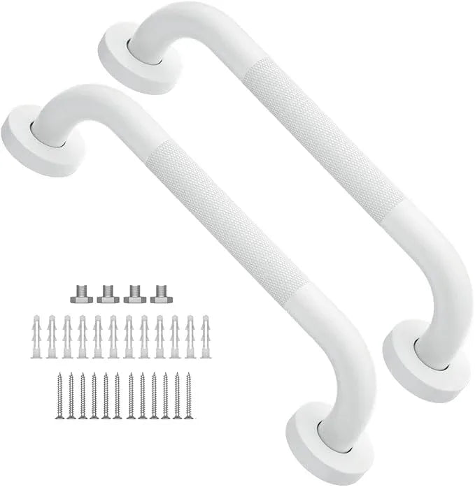 12 Inch Anti Slip Shower Grab Bar Oil Rubbed White, Munzong Bathroom Grab Bar, Knurled Bathroom Balance Bar,Safety Hand Rail Support Handicap Elderly Injury Senior Assist Bath Handle - ModernBath