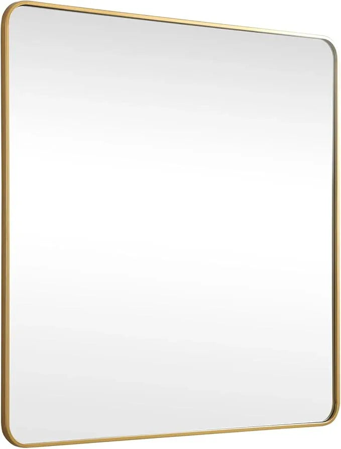 ARS Concepts Aura, Soft Corner Metal Square Mirror 48X48 Inch in, Modern, Brass - ModernBath