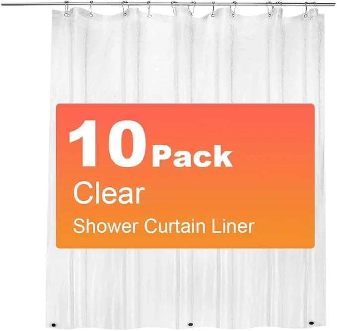 ZEMAHOME 10 Pack PEVA Plastic Shower Curtain Liner Premium Light Weight 72" x 72" Clear Bathroom Shower Showroom Curtain Liner with Rustproof Metal Gromments and Weighted Magnet - ModernBath