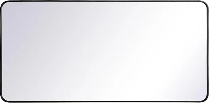 ARS Concepts Aura, Soft Corner Metal Rectangular Mirror 30X60 Inch in, Modern, Black - ModernBath
