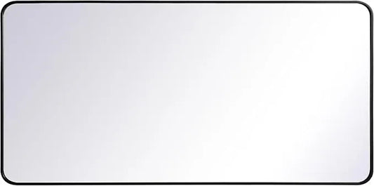 ARS Concepts Aura, Soft Corner Metal Rectangular Mirror 30X60 Inch in, Modern, Black - ModernBath