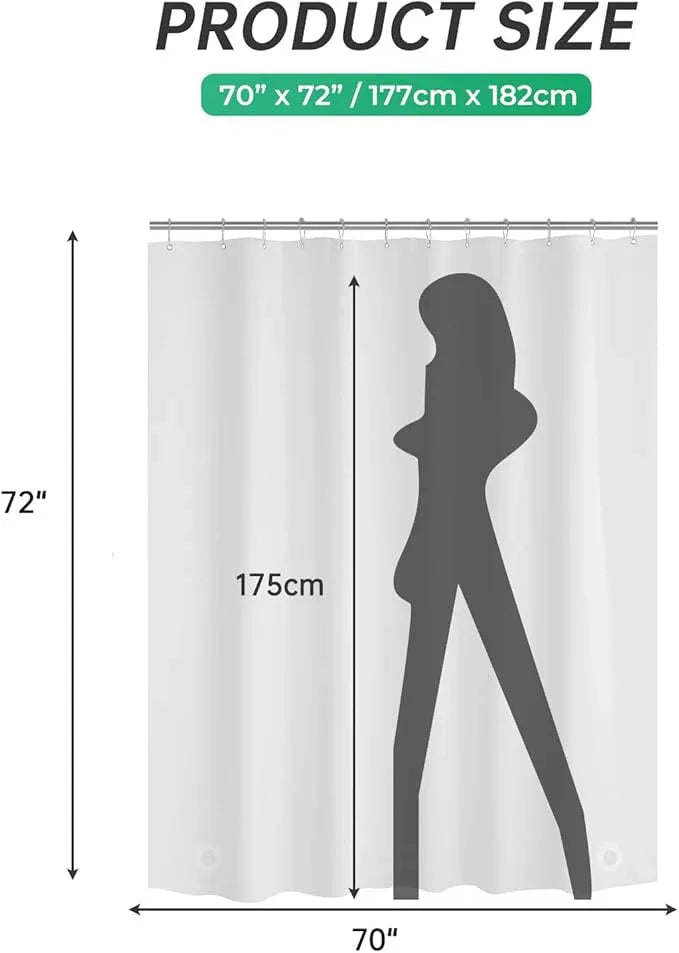 AmazerBath Frosted Shower Curtain Plastic, Heavy Duty Bathroom Curtain Premium PEVA, 8G Weighted Shower Curtains for Bathroom with 3 Big Weighted Stones and 12 Rustproof Grommets, 70x72 Inches - ModernBath