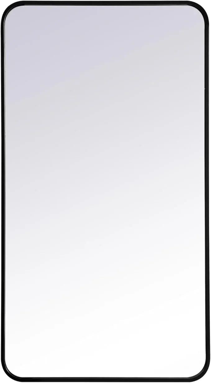 ARS Concepts Aura, Soft Corner Metal Rectangular Mirror 22X40 Inch in, Modern, Black - ModernBath