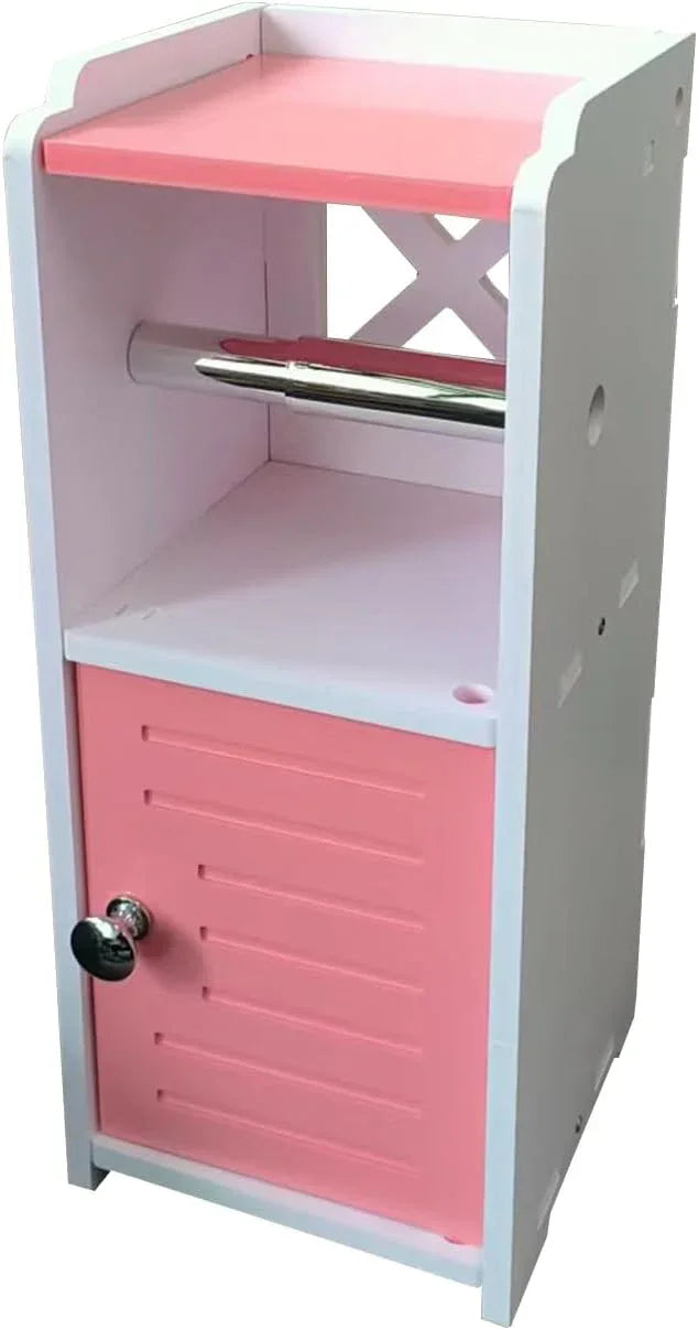 AOJEZOR Toilet Paper Holder Stand: PVC Freestanding Cabinet Storage for Small Bathroom Spaces for Homes and Renters-Jelly Pink - ModernBath
