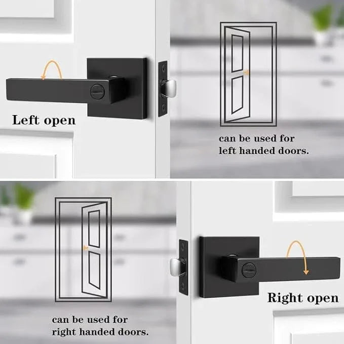 Probrico Matte Black Bed Bath Door Lever Heavy Duty Privacy Door Handle, Keyless Door Lock Interior Bathroom Bedroom Door Handle, Reversible for Left Right Sided Door - ModernBath