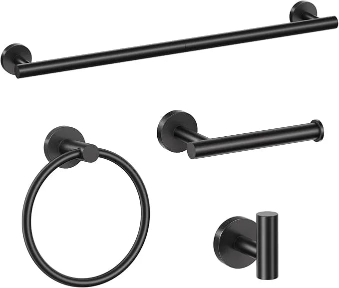 Matte Black Towel Bar Set Bathroom Hardware Set, 4-Piece Towel Holder Set for Bathroom SUS304 Stainless Steel Bathroom Accessory Set 19.68 in - ModernBath