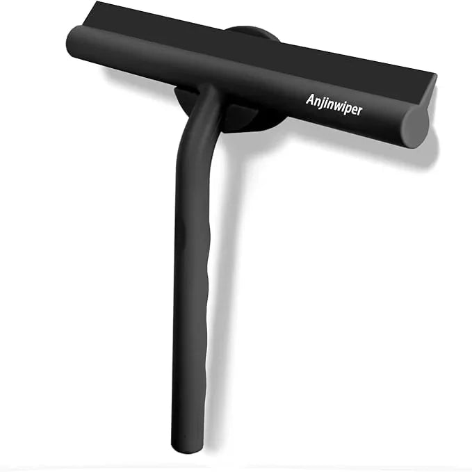Anjinwiper All-Purpose Shower Squeegee for Glass Doors, Shower Door Squeegee with Hook, Silicone Squeegee for Bathroom, Shower Doors, Mirrors, Tiles(Black) - ModernBath
