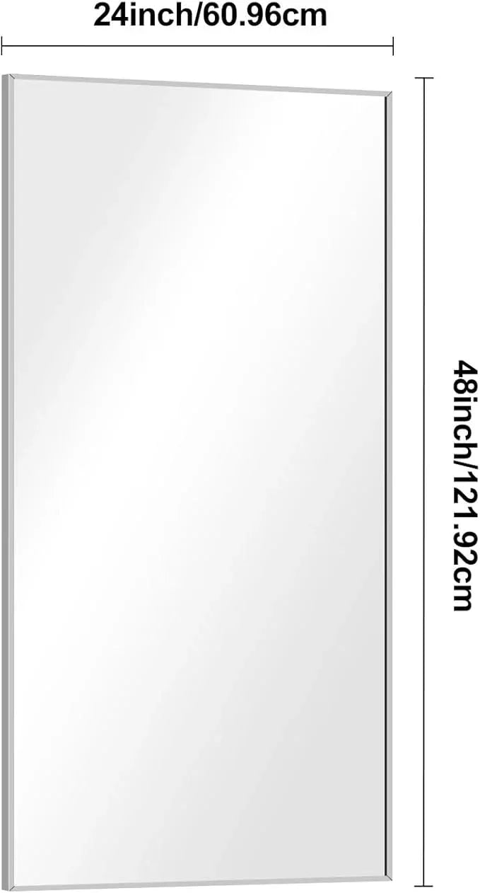BONEWEI Silver Bathroom Mirror,24x48 inch Wall Mirror for Bathroom Wall Mounted,Large Rectangle Mirror for Bathroom Over Sink,Modern Metal Frame for Living Room,Bedroom Entryway,Horizontal/Vertical - ModernBath