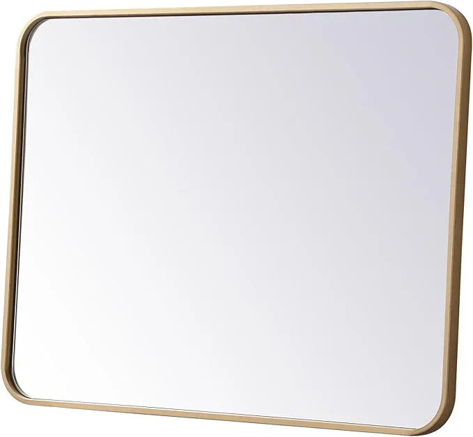 ARS Concepts Aura, Soft Corner Metal Rectangular Mirror 24X32 Inch in, Modern, Brass - ModernBath