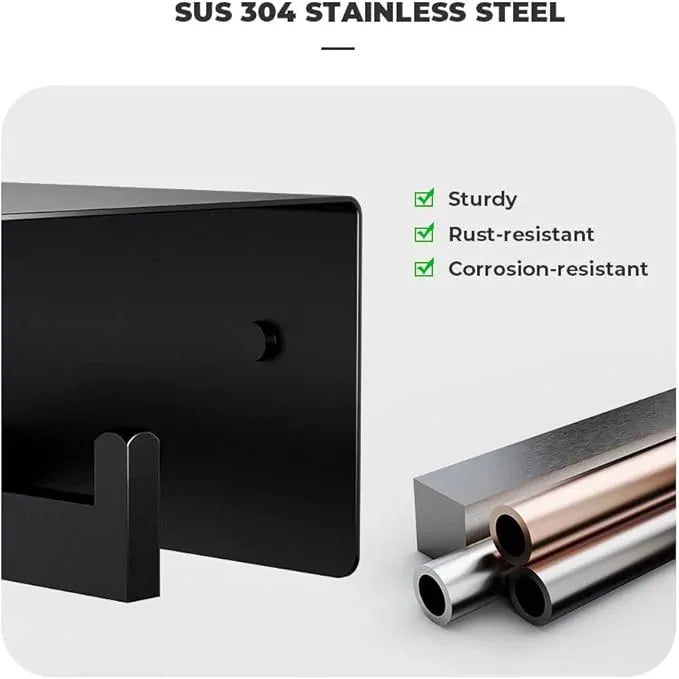 Double Toilet Paper Holder with Shelf, FreshGlow Tissue Holder Matte Black, Wall Mount Commercial Toilet Paper Dispenser Phone Shelf Stainless Steel, Tissue Roll for Bathroom - ModernBath