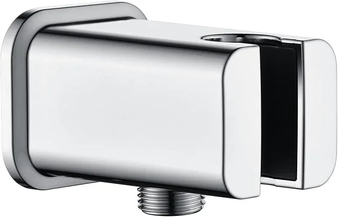 BRIGHT SHOWERS Wall Supply Elbow with Shower Head Bracket for Handheld Shower Head, Brass Core Wall Mounted Water Outlet, G1/2 Connector, Chrome - ModernBath