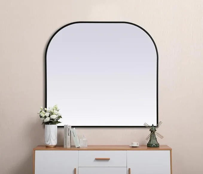 Illuminate, Metal Frame Arch Mirror 36X34 Inch in, Modern, Black - ModernBath