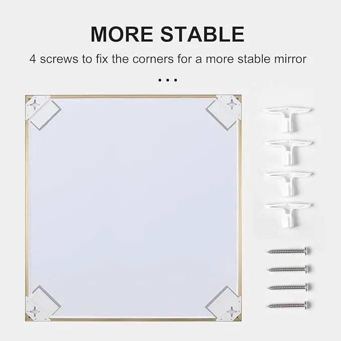 LEDLUX 30x30 Inch Gold Bathroom Mirror - Copper-Free Mirror, Aluminum Alloy Frame Vanity Rectangle Wall Mounted Modern Mirror for Bedroom/Living Room/Porch Horizontal or Vertical - ModernBath