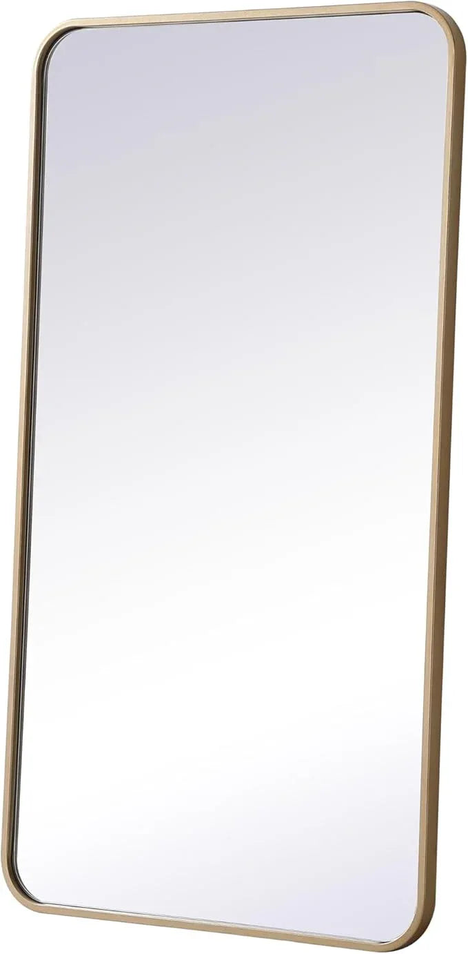 ARS Concepts Aura, Soft Corner Metal Rectangular Mirror 22X40 Inch in, Modern, Brass - ModernBath