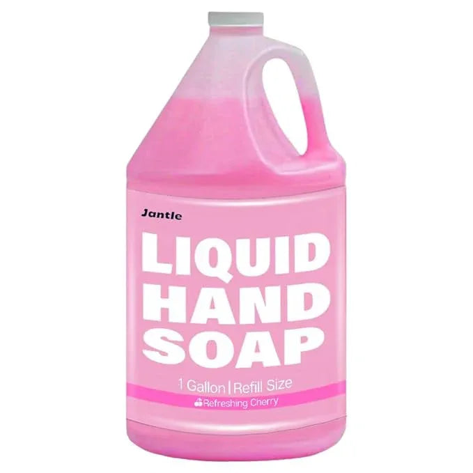 Jantle Hand Soap Gallon Refill, Cleansing Liquid Soap, Soothing Pink Lotion Soap Refill, Bulk Hand Soap Refill - Gentle on Skin, Cherry Scent - 1 Gallon per Bottle - 4 Pack - ModernBath