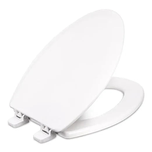 Centoco Elongated Toilet Seat, Heavy-Duty Wood Core with Plastic Scratch-Resistant Finish, Soft Close, Made in the USA, 900SC-301, Crane White (Cotton/Bright) - ModernBath