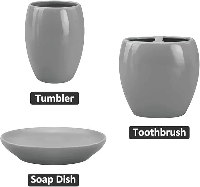 4-Piece Ceramic Bathroom Accessory Set, Bathroom Accessories Set Includes Soap Dispenser, Toothbrush Holder, Tumbler, Soap Dish, Complete Bathroom Ensemble Sets for Bath Decor, Ideas Home Gift - ModernBath