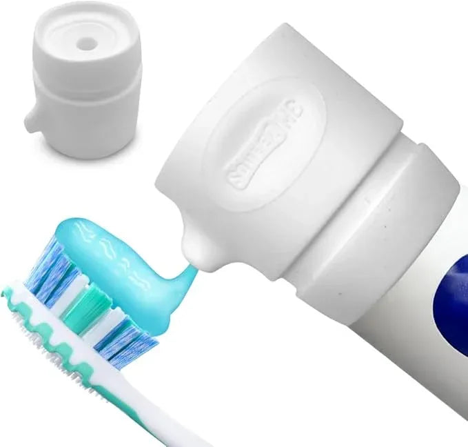 SqueezMe EasyPump Toothpaste Dispenser Cap - Self Closing Silicone Toothpaste Cap for Kids & Adults - No-Mess, Standing Design - Universal Fit for Tubes Up to 230g - Push-On, No-Twist Easy Install - ModernBath