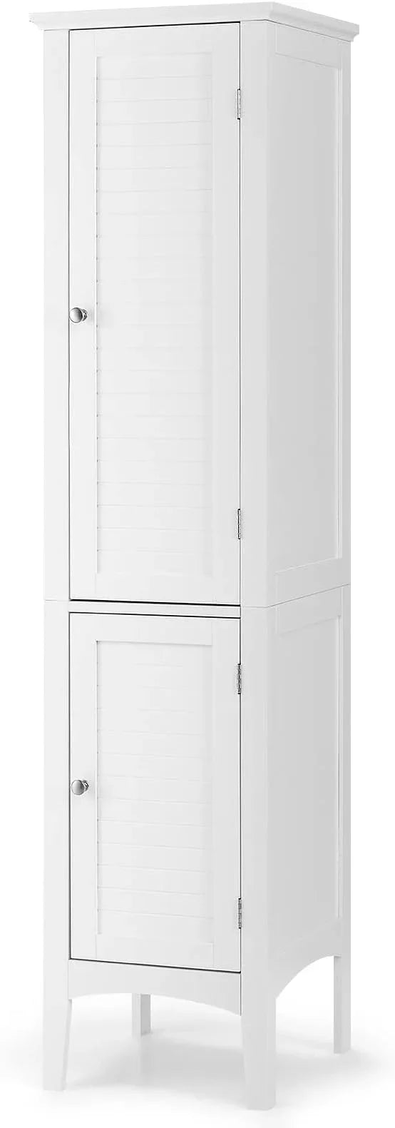 Giantex Storage Cabinet Bathroom High Cabinet with 5 Tier Storage Shelves, Freestanding Slim Cabinet, Tall Organizer for Kitchen, Living Room, Linen Tower Narrow Floor Cabinet (White) - ModernBath