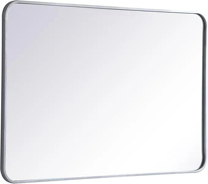 ARS Concepts Aura, Soft Corner Metal Rectangular Mirror 27X40 Inch in, Modern, Silver - ModernBath