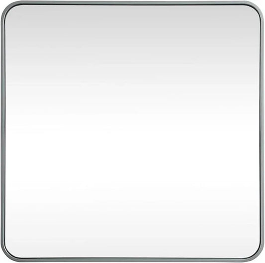 ARS Concepts Aura, Soft Corner Metal Square Mirror 30X30 Inch in, Modern, Silver - ModernBath