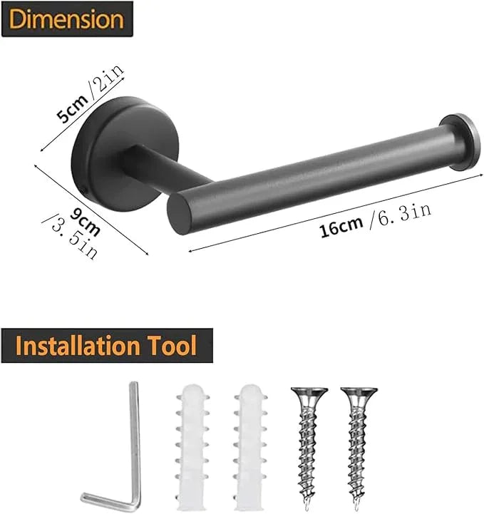 Toilet Paper Holder - SUS 304 Stainless Steel Toilet Paper Holder Wall Mount, Toilet Paper Roll Holder for Bathroom, Kitchen, Washroom - Matte Black - ModernBath