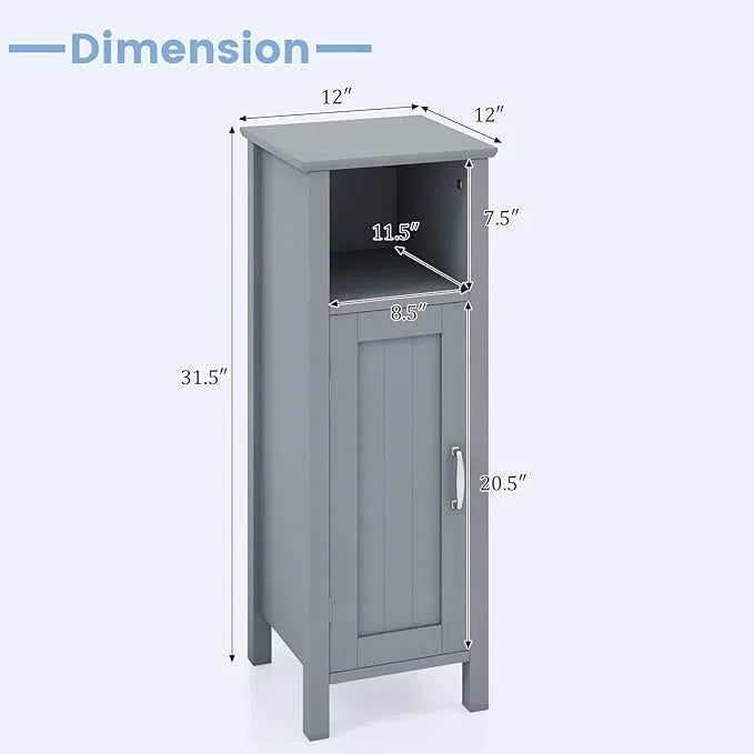 DORTALA Bathroom Floor Storage Cabinet, Bathroom Storage Organizer w/Single Door & Adjustable Shelf, Corner Floor Cabinet for Bathroom, Living Room, Kitchen, Grey - ModernBath