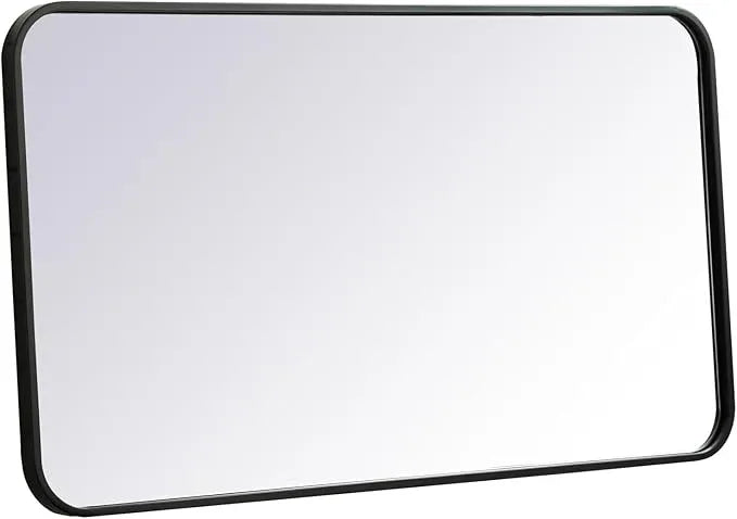 ARS Concepts Aura, Soft Corner Metal Rectangular Mirror 20X36 Inch in, Modern, Black - ModernBath
