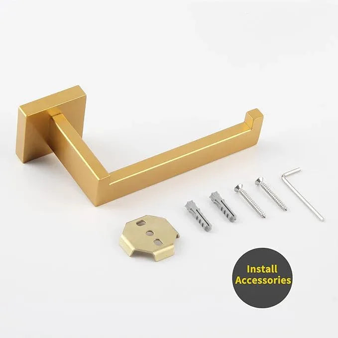 GERZWY Bath Toilet Paper Holder Gold Stainless Steel Hotel Square Tissue Roll Holder Wall Mount FG1605-BE - ModernBath