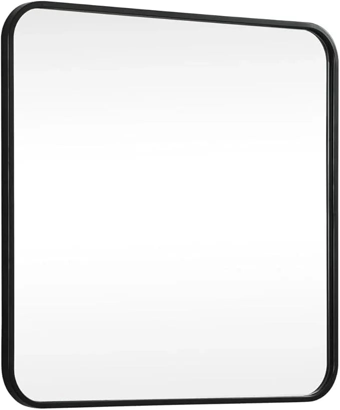 ARS Concepts Aura, Soft Corner Metal Square Mirror 24X24 Inch in, Modern, Black - ModernBath