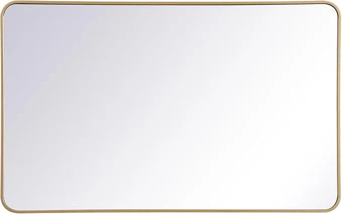 ARS Concepts Aura, Soft Corner Metal Rectangular Mirror 30X48 Inch in, Modern, Brass - ModernBath
