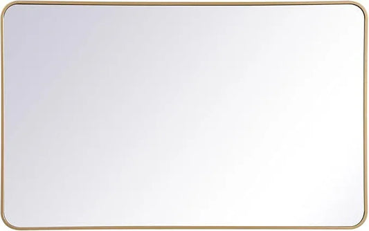 ARS Concepts Aura, Soft Corner Metal Rectangular Mirror 30X48 Inch in, Modern, Brass - ModernBath