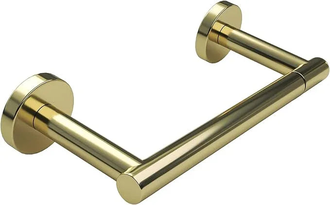 Gold Toilet Paper Holder - Metal Bathroom Flexible Pivoting Tissue Handle on Wall Mounted, SUS 304 Stainless Steel Adjustable TP Large Mega Roll Holder Classic Matte - ModernBath