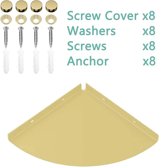 2PC Corner Shelves 304 Stainless Steel Bathroom Shower Shelves Waterproof Wall Mounted Heavy Duty Shower Corner Shelves for Bathroom and Bedroom(Gold, 2 PC) - ModernBath