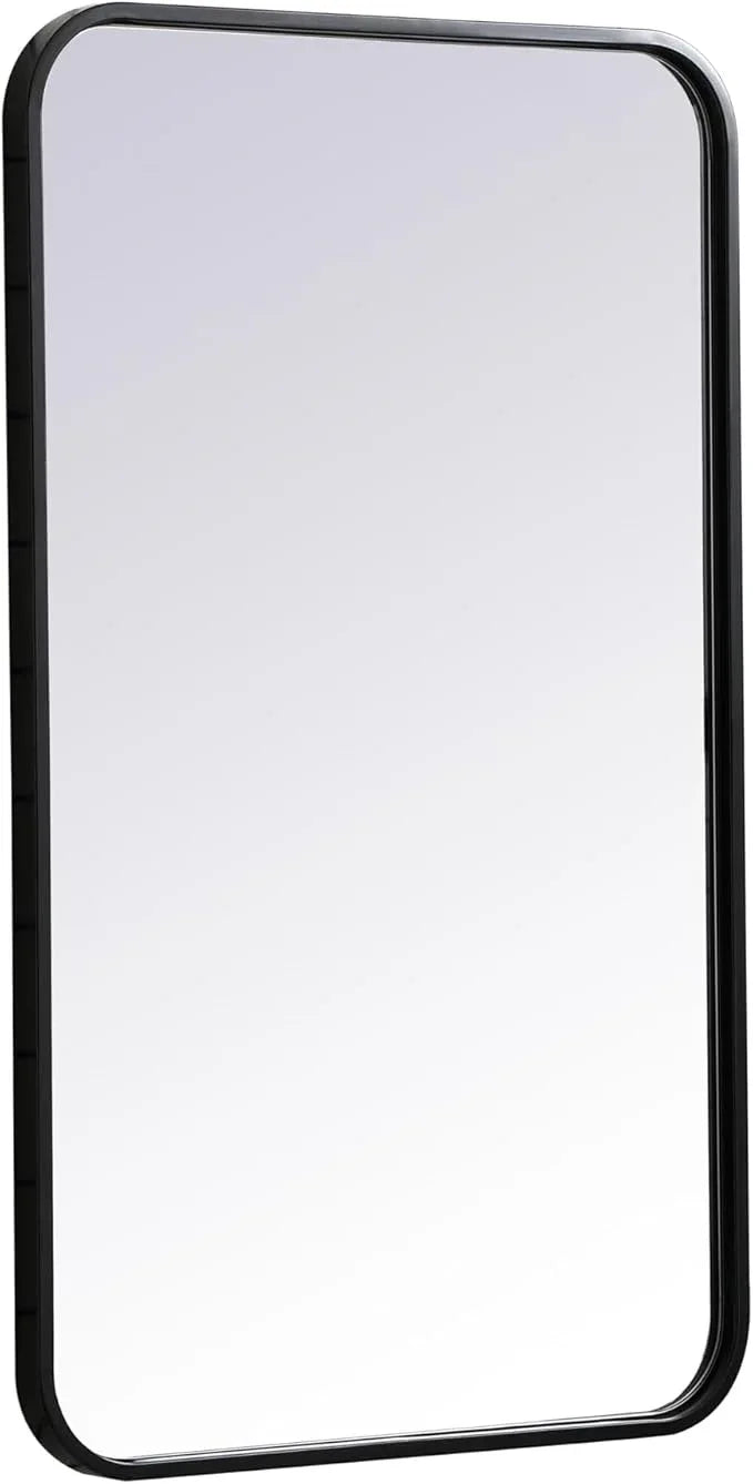 ARS Concepts Aura, Soft Corner Metal Rectangular Mirror 18X30 Inch in, Modern, Black - ModernBath