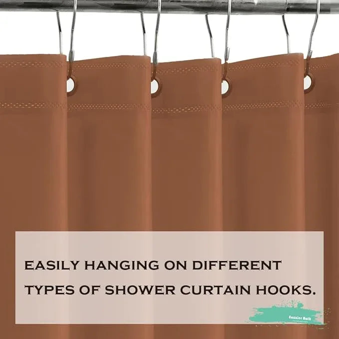 Eazzier Bath Khaki Plastic Shower Curtain Or Liner, 72x72 Inch Lightweight Sand Plastic Bathroom Shower Showroom Inner Curtain with Rustproof Metal Grommet Holes and Weighted Magnets - ModernBath